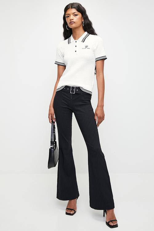 GEORGIANA: Polo Knit Logo Shirt - Off White