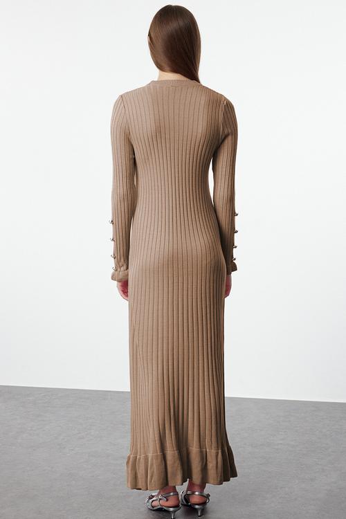 Frilled skirt rib knit - beige