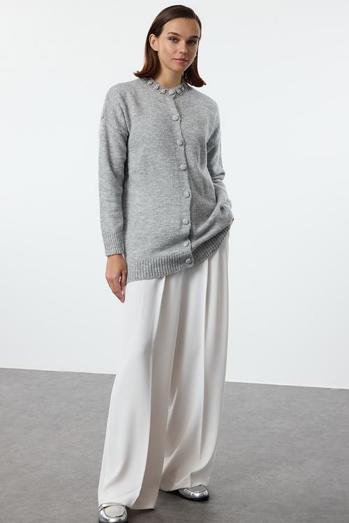 Accessory detailed knitwear - grey