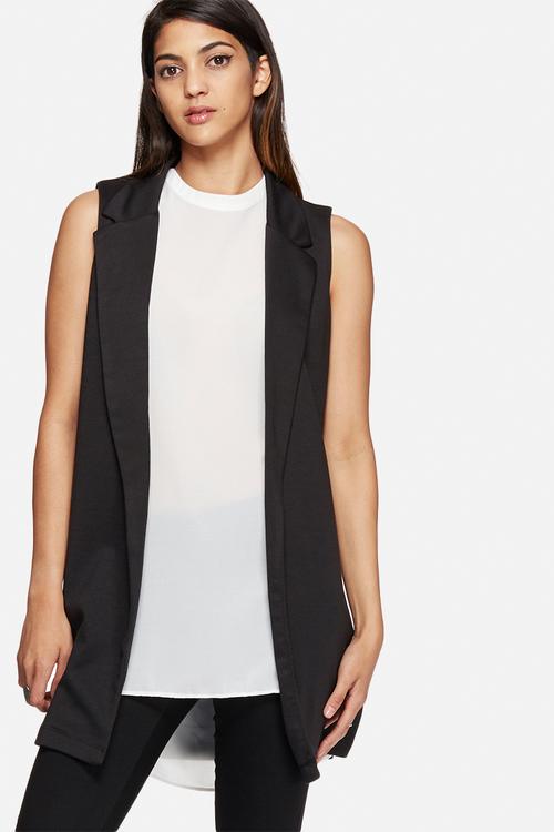 Sleeveless ponte blazer