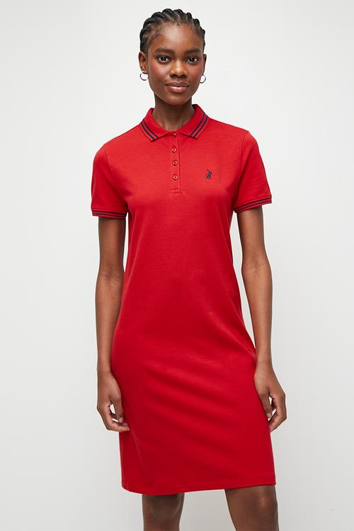 Plus short sleeve polo dress - off white
