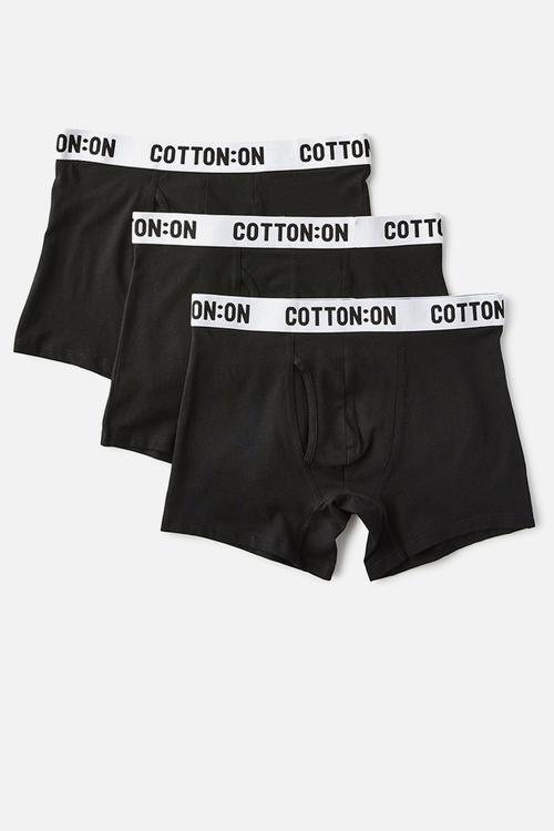 Mens Organic Cotton Trunks 3 Pack - Black