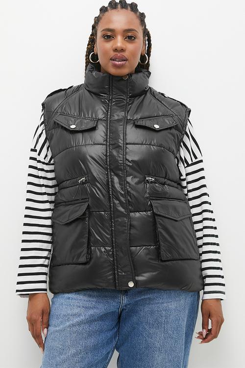 Plus The Mother Puffer Quilted Vest - Forest Green