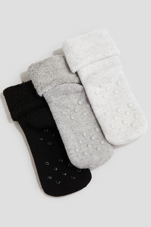 5-Pack anti-slip terry socks - grey/black