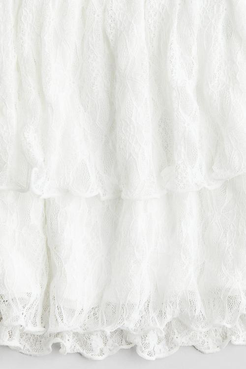 Tiered lace skirt - white