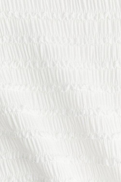 Overlock-detail smocked top - white