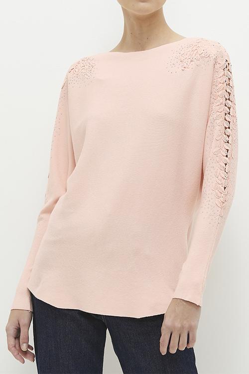 Leafy Lace Shoulder Inset Jersey - Pink