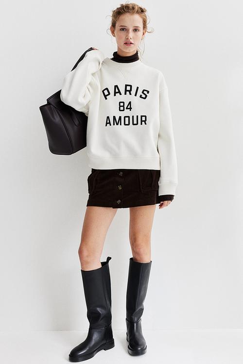 Motif-detail sweatshirt - cream paris