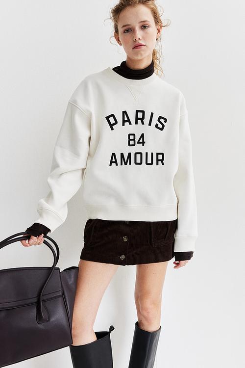 Motif-detail sweatshirt - cream paris