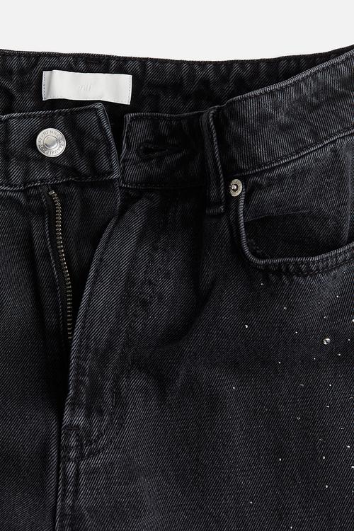 Rhinestone-embellished jeans - dark grey