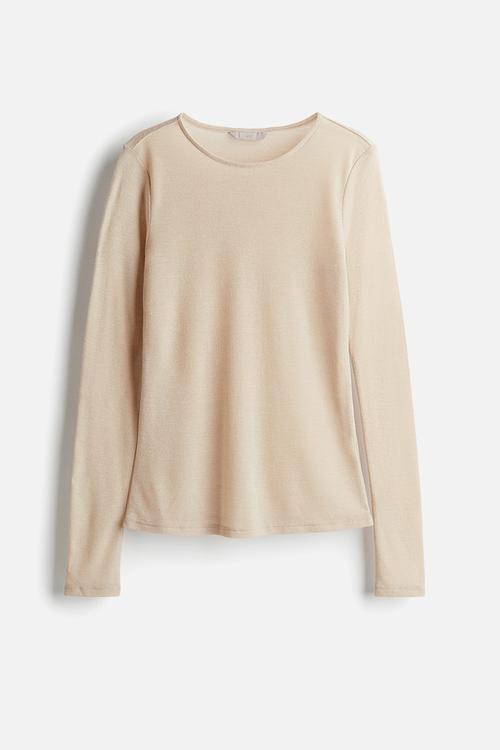 Sheer jersey top - light beige