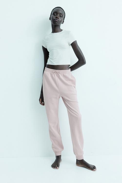 High-waisted joggers - light pink 