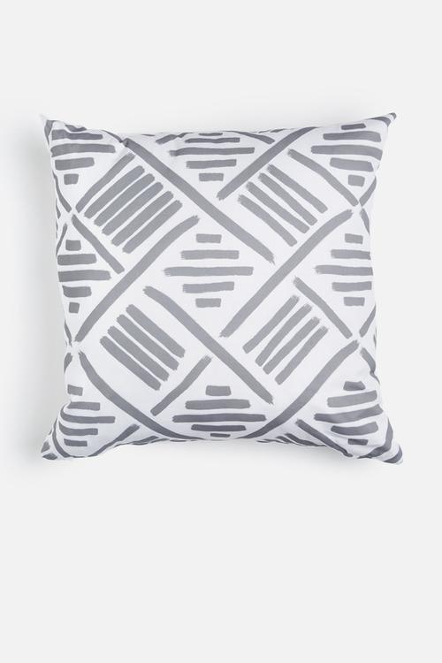 Grey criss cross printed cushion
