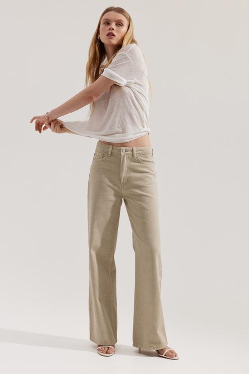 Wide ultra high jeans - dusty beige