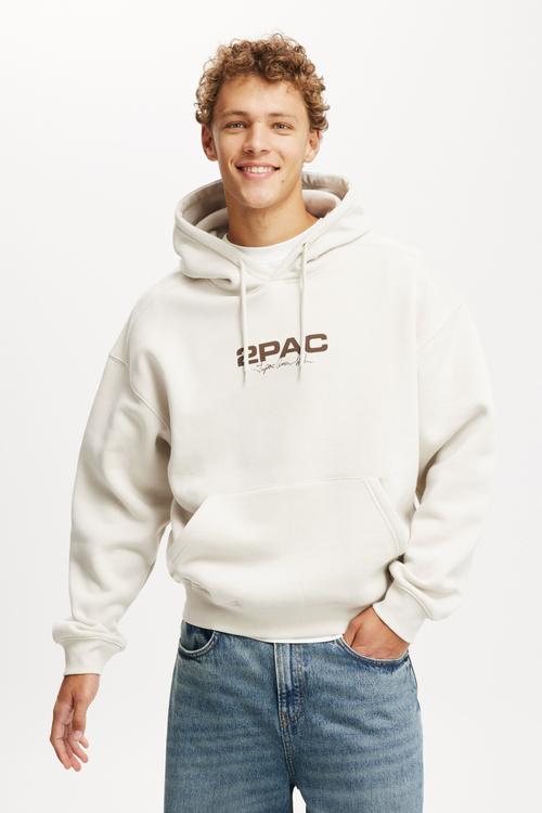 Box Fit Music Hoodie - Lcn Bra Bone/Tupac Signature