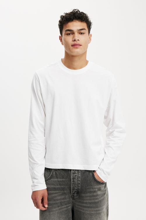Cropped Fit Long Sleeve T-shirt - White