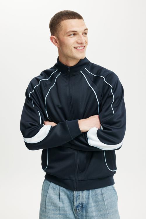 Relaxed Tricot Track Jacket - True Navy/Cerulean