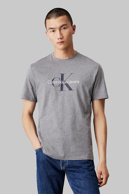 Ss hero monogram tee 30s eu opt - medium grey heather