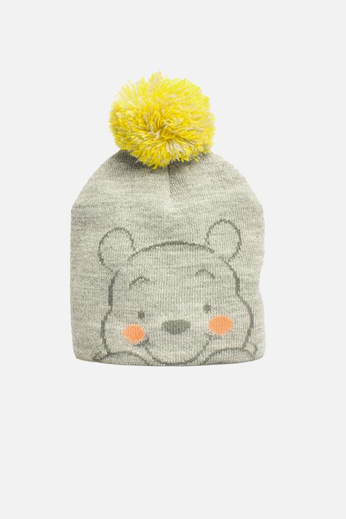 Winnie the pooh baby 2 piece beanie & mitten set - grey
