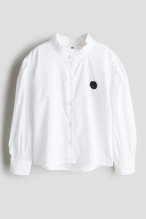 Frill-collar blouse - white flower
