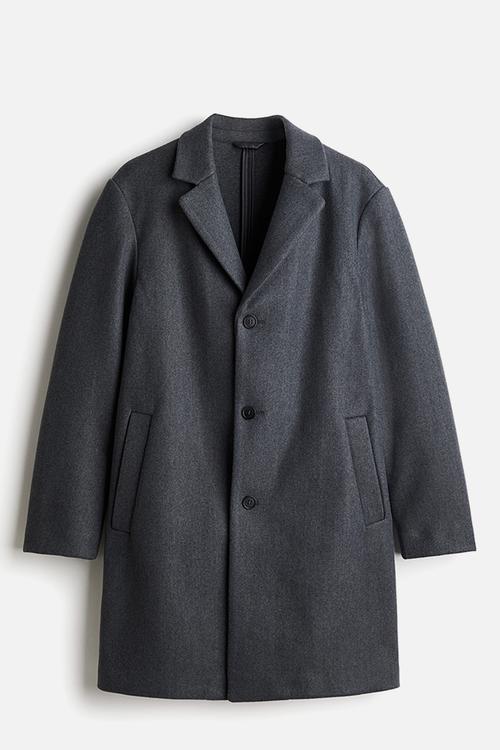 Slim fit wool-blend coat - dark grey 