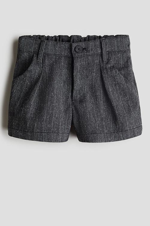 Pleated shorts - dark grey pinstriped