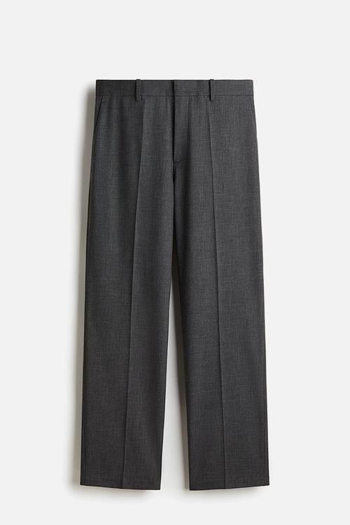 Relaxed fit wool-blend suit trousers - dark grey