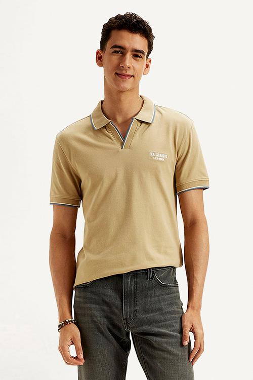 Polo solid colla - beige