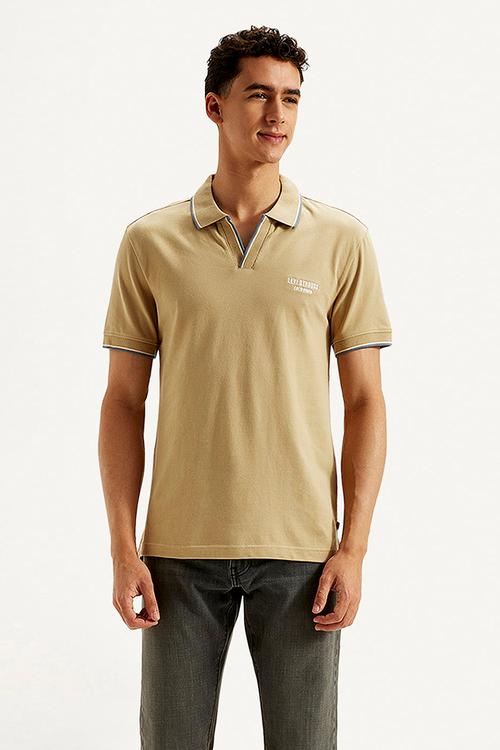 Polo solid colla - beige