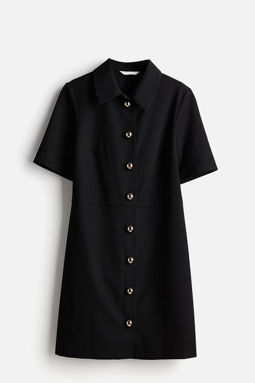 Twill shirt dress - black