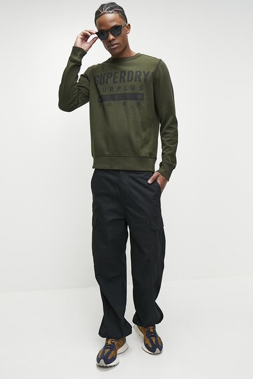 Surplus graphic crew- Washed Dark Olive