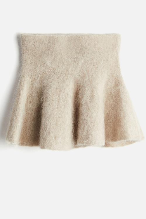 Flared mohair-blend skirt - light beige