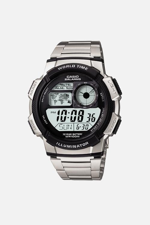Digital world time full - silver