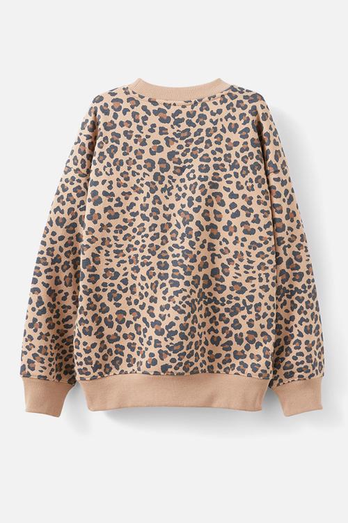 Sammy oversized crew - taupy brown/capri leopard