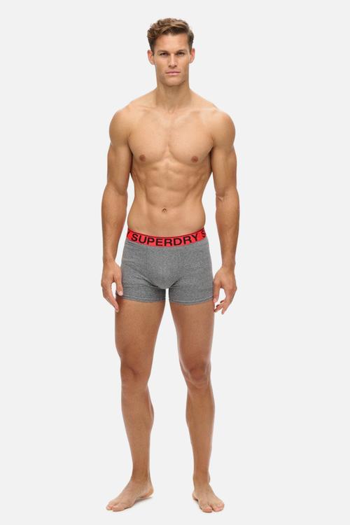BOXER DOUBLE PACK - Black & Black Mid Grey Stripe