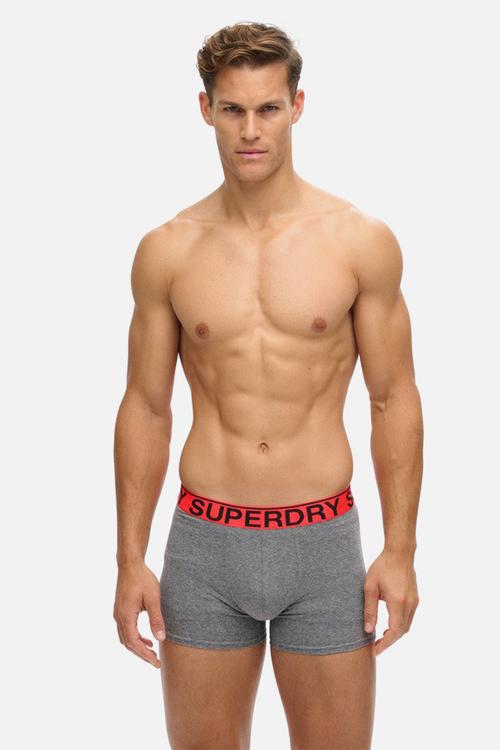 BOXER DOUBLE PACK - Black & Black Mid Grey Stripe