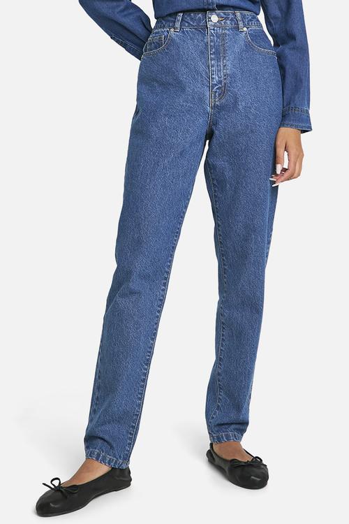 Basics 32 Inch Leg High Waisted Slim Fit Jeans - Washed Indigo