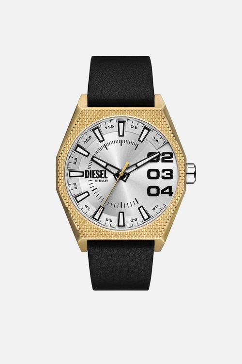 Diesel men's scraper three-hand watch - gold