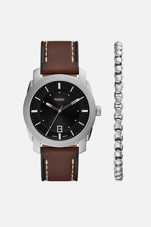 Date watch and bracelet set - silver