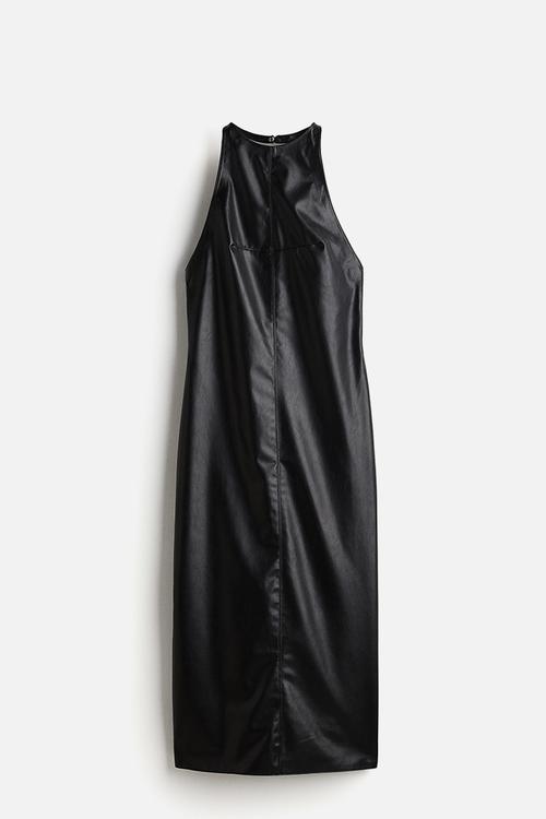 Low-back halterneck dress - black