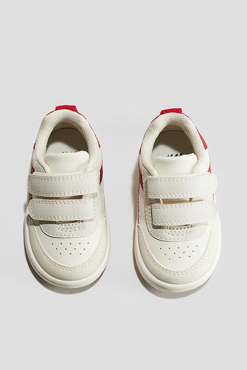Block-coloured trainers - white/red