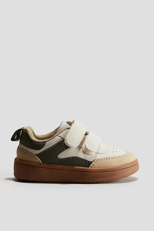Block-coloured trainers - white/green 