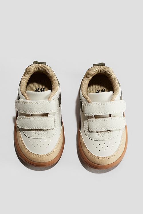 Block-coloured trainers - white/green 