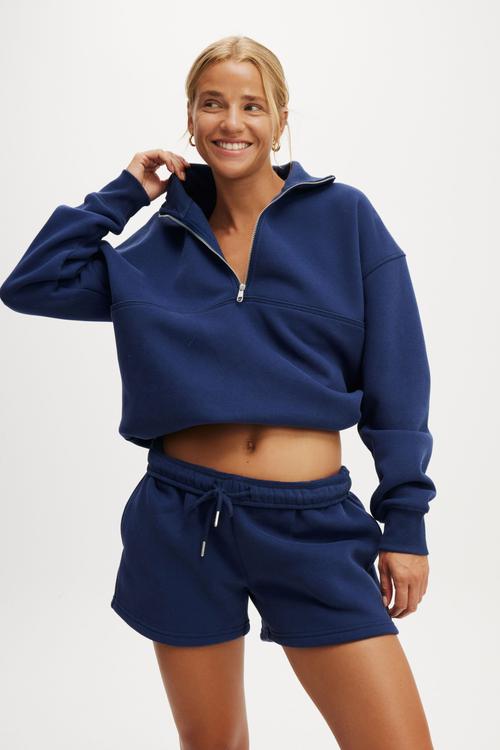 Plush Essential Half Zip Jumper - Heritage Blue
