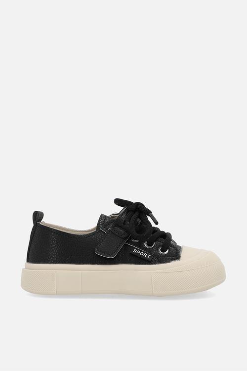 Lace up sneakers - black & cream