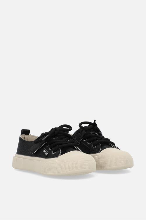 Lace up sneakers - black & cream