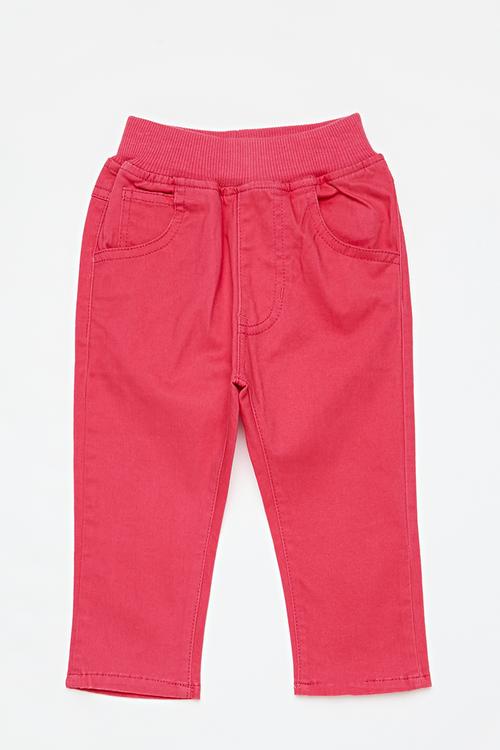 Pants with ribbed waistband - dark pink