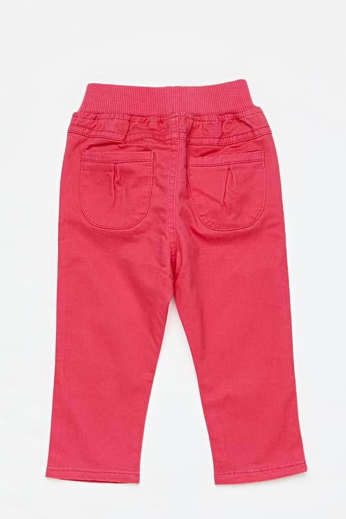 Pants with ribbed waistband - dark pink