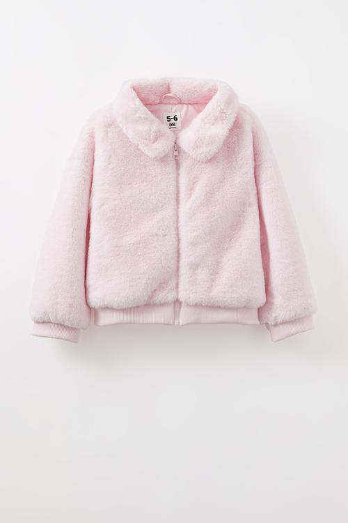 Nicole faux fur jacket - tea party pink