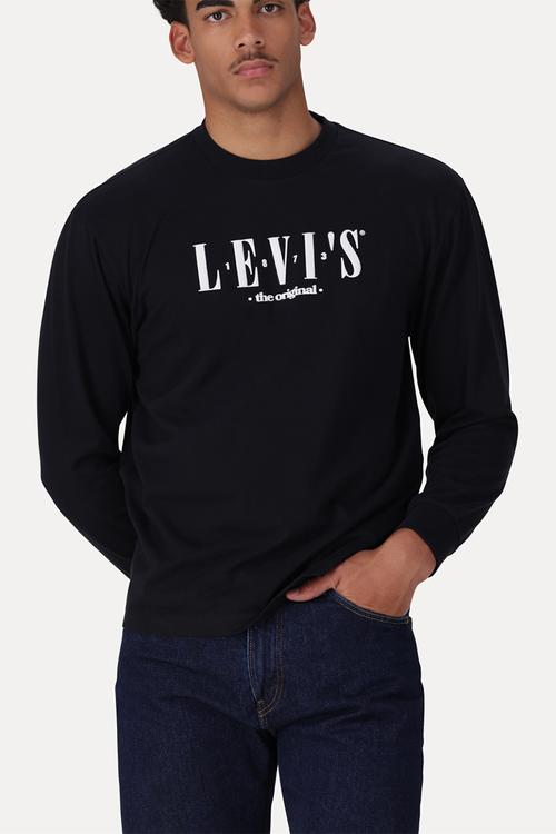 Long sleeve gr authentic tee za serif logo - black